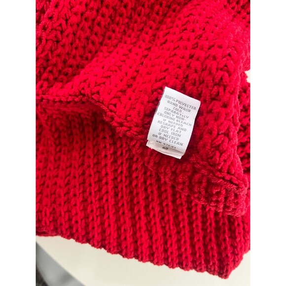 J Jill Red Knit Infinity Scarf Ribbed Chenille-True Red Crochet Loop Scarf - Picture 7 of 8